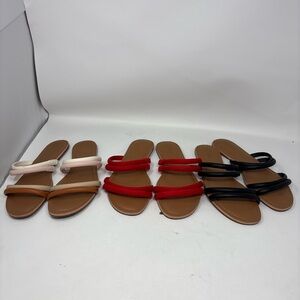 Lot Of 3 J. Crew Factory Women's Seaside Strappy Slide Sandals Size 7